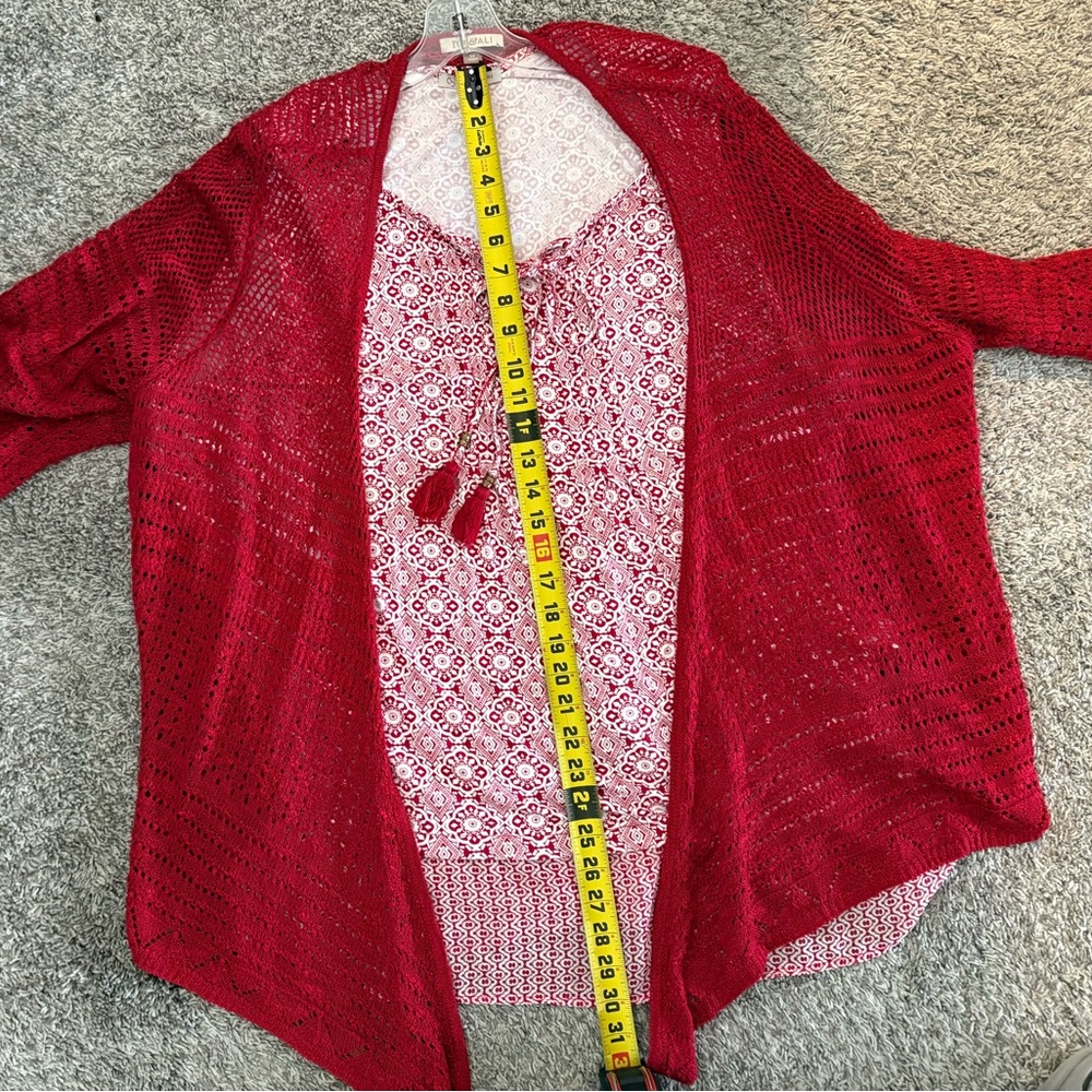 Red Cardigan Shrug/Bolero/Sweater w/ sleeveless top bundle (3X ~ both) - Picture 3 of 9